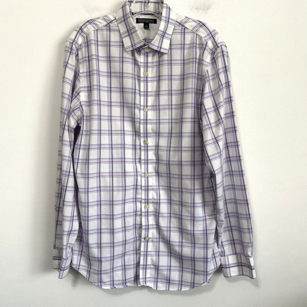 Banana Republic Mens Shirt M Long Sleeve Non Iron Tailored‎ Slim Fit Purple Work